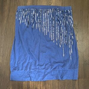 Blue Sequin Embellished Tube Top/Strapless Top. Size XS